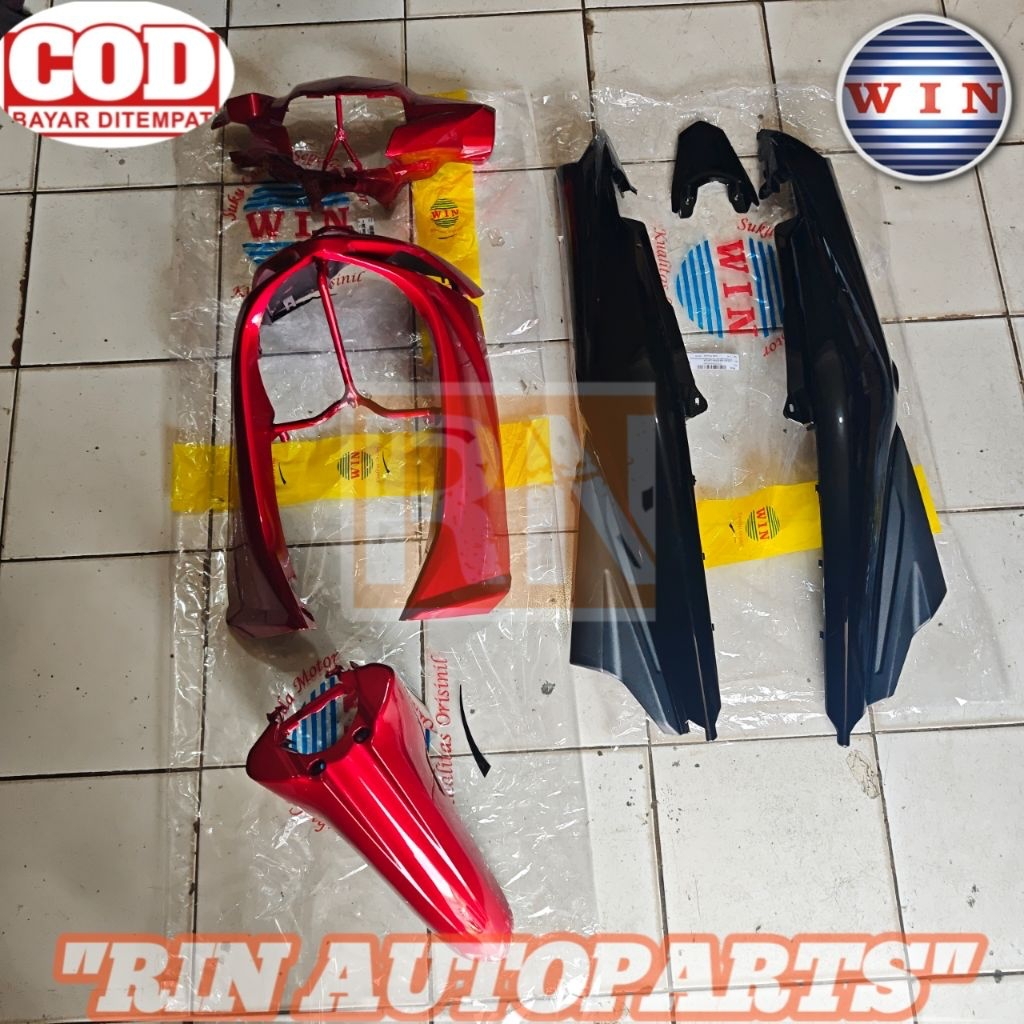 FULLSET ALUS BODY HALUS SET VEGA ZR 5D9 WARNA MERAH MARUN HITAM MERK ORIGINAL WIN FULL BARCODE WIN