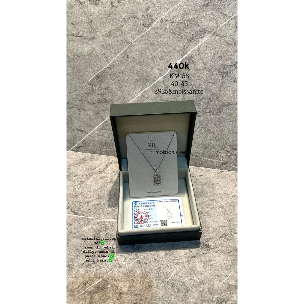 KM158 |Kalung Italy Silver Hexagonal Moissanite Perak s925 Silver s925