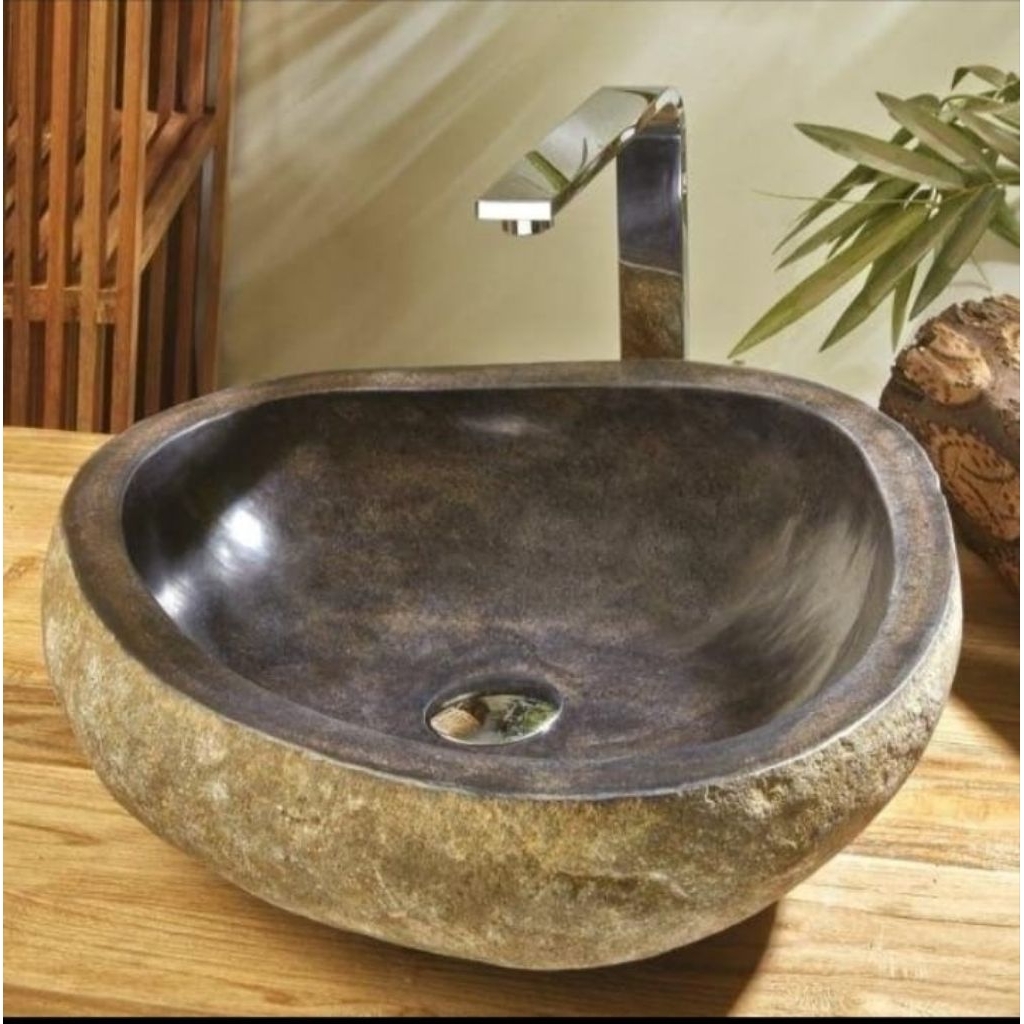 washtafel batu alam / washtafel batu kali / washtafel river stone