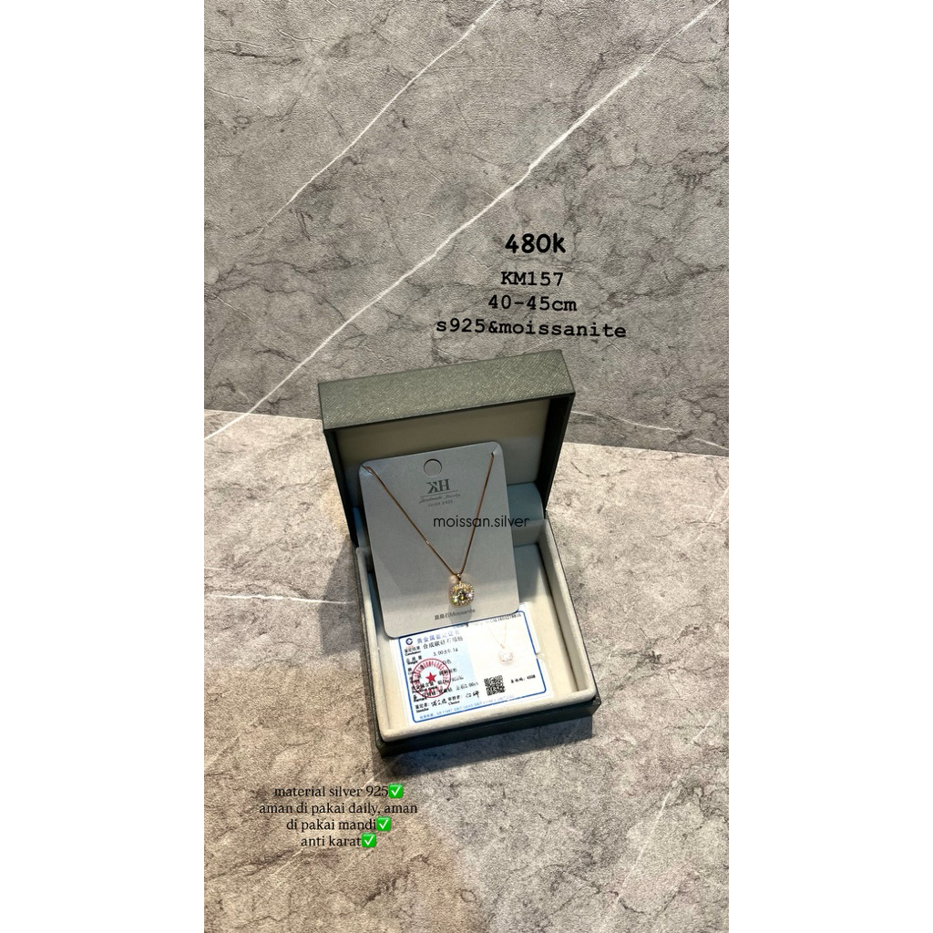 KM157 |Kalung Italy Rosegold Kotak Mata Moissanite Perak s925 Silver s925