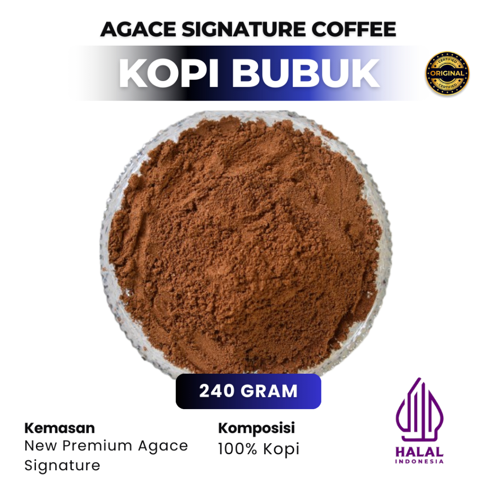 Kopi Bubuk Hitam 240 G Robusta Asli 100% Kopi Murni Grade 1/C Agace Coffee