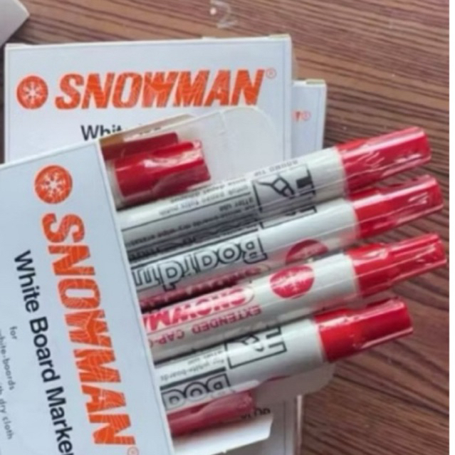 Spidol snowman boardmarker merah warna merah spidol papan tulis bisa dihapus white board isi 12pcs/b
