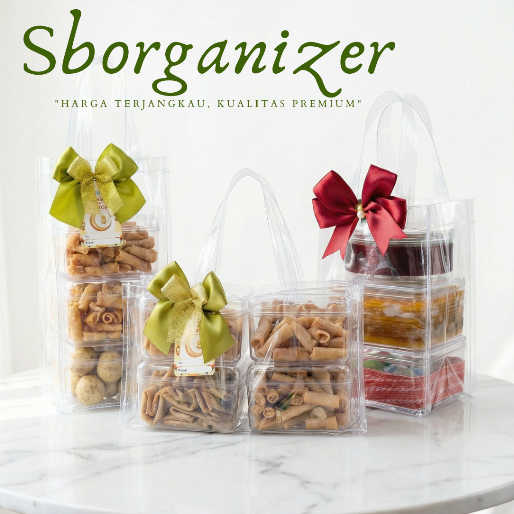 TAS mika toples hardtop kotak 350gr tas plastik kue kering TOPLES KUE KERING SEGI EMPAT 350 grAM