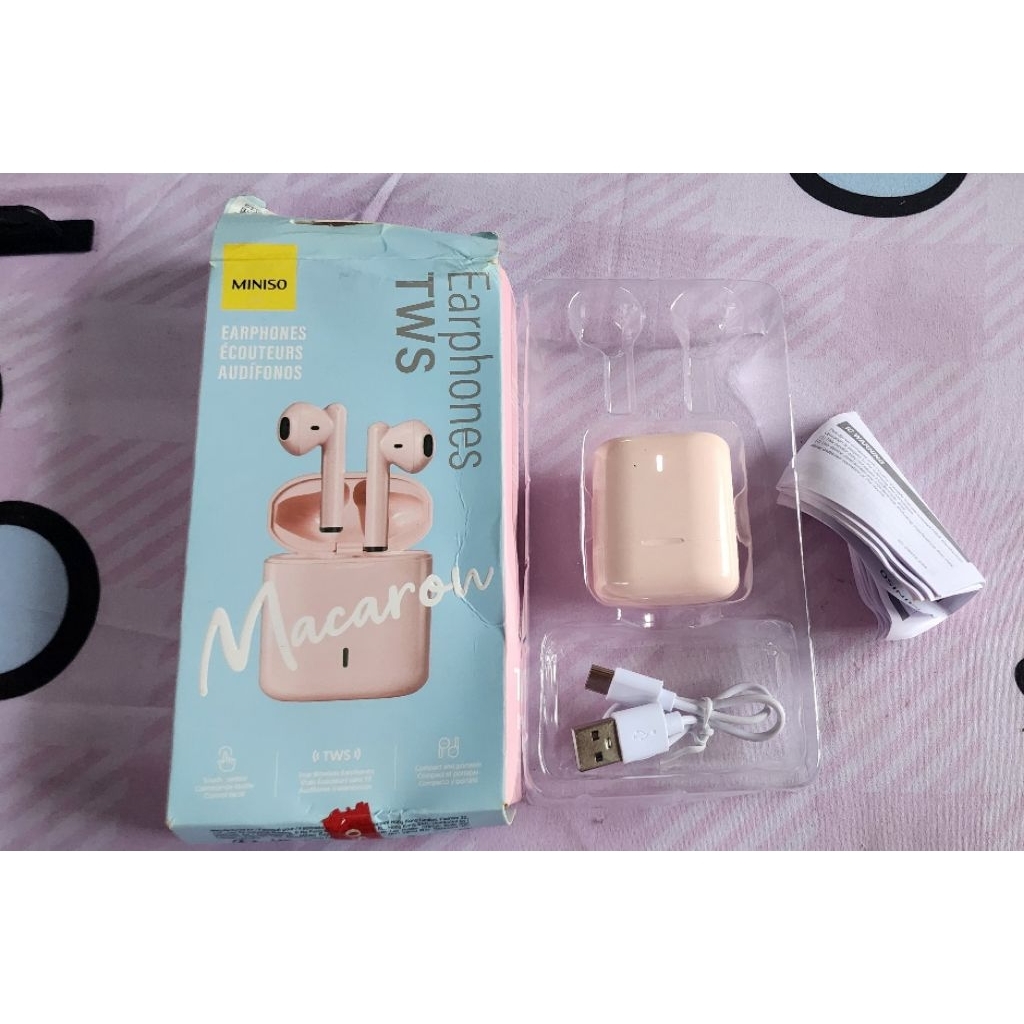 [PRELOVED] Miniso MACARON S88 TWS wireless earphone (Baby Pink)
