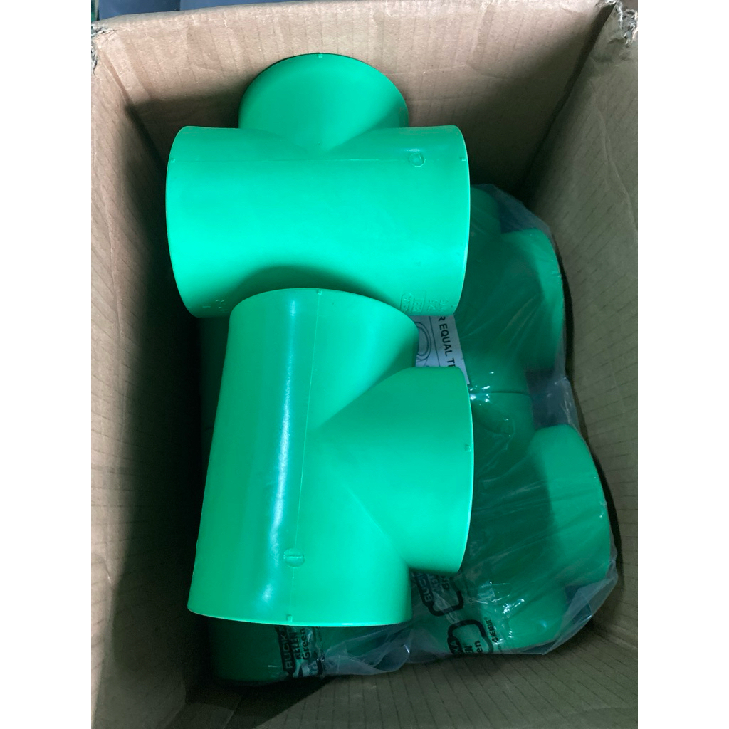 Tee PPR 2 1/2" Equal Tee PPR 2 1/2 Inch 75mm Tee 2 1/2 Inch 75 mm Rucika Green Tigris Fitting PPR