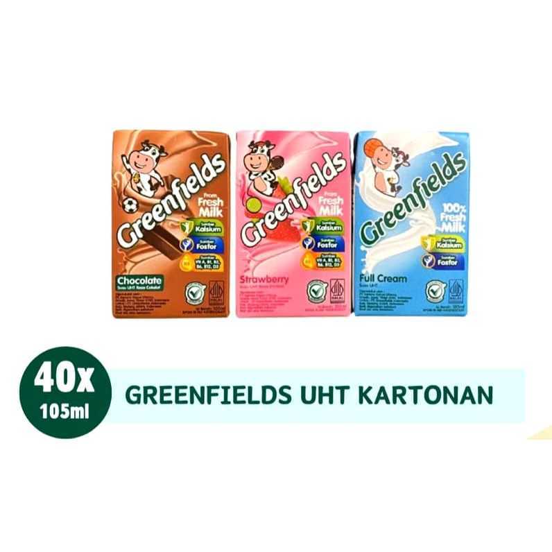 Greenfields 105 ml 1 dus 40 pcs Susu UHT Fresh Milk tersedia isi 10 pcs khusus REGULER / CARGO ( SCP