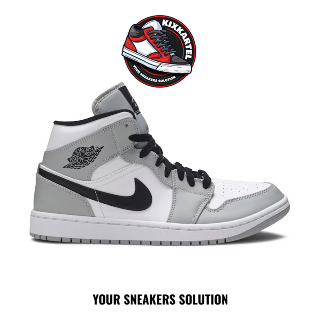 Nike Air Jordan 1 Mid Light Smoke Grey White Black Authentic