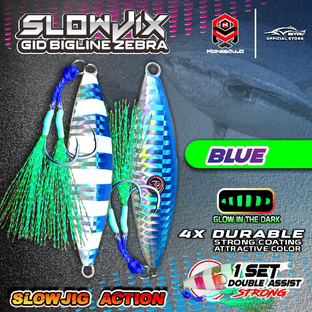 Mongkalo Slowjix Garis-Besar GID-Zebra noMotif Fluorescent 60 Biru