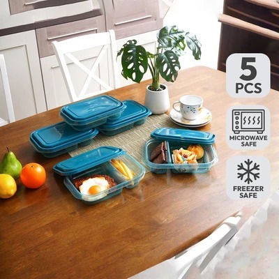Kris Milly Wadah Makanan 2 Sekat Rectangle Set 5 Pcs