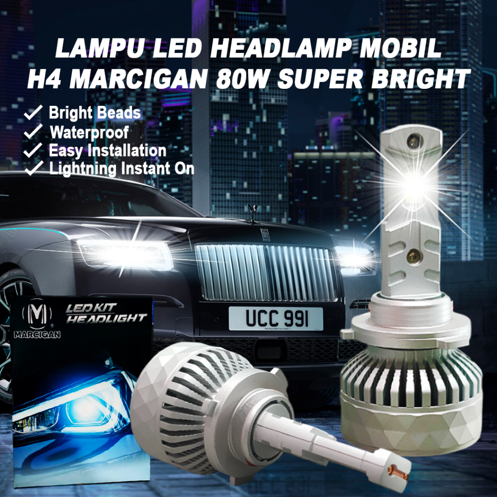 LAMPU LED MOBIL MARCIGAN SUPER TERANG H4 H11 HB3 80 WATT