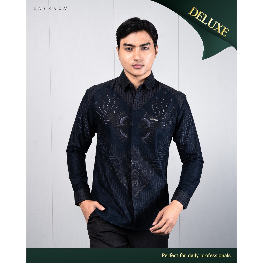 Laskala Batik Premium Wafa Kemeja Batik Pria Slimfit Lengan Panjang