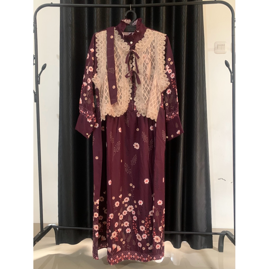 NEW midi brukat burgundy by meijiwang