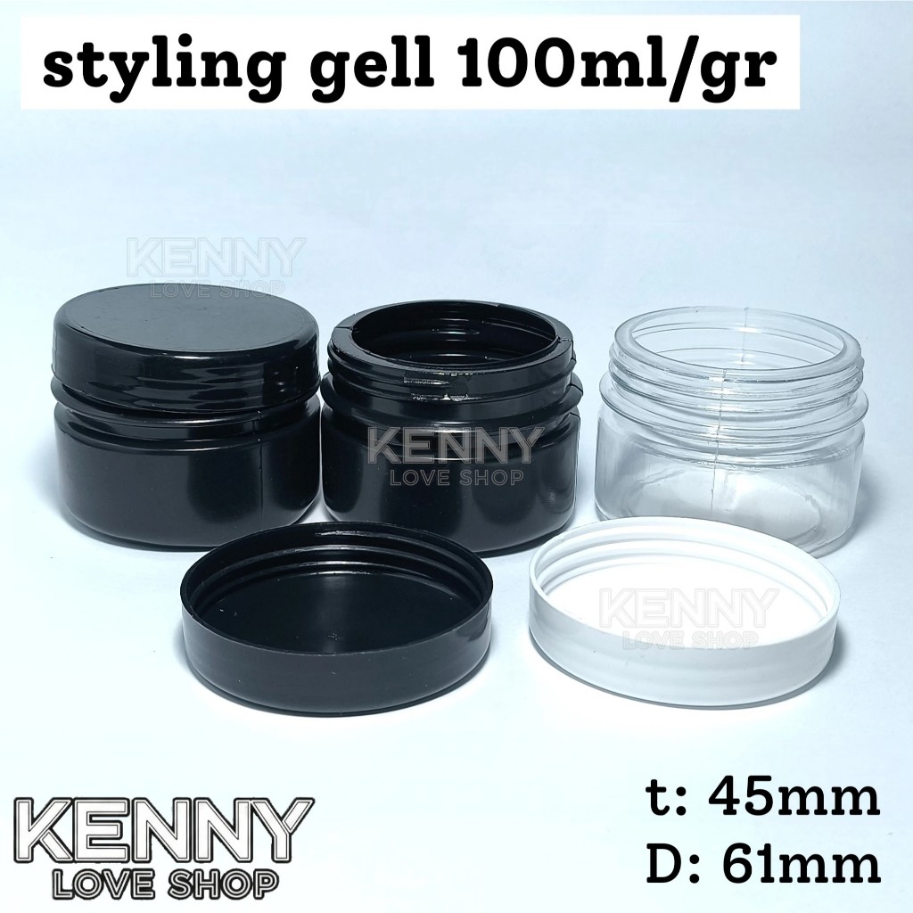 isi 10pcs -  Pot Jelly 100gr PVC  Hitam Putih Bening Jar Wadah Gel Tempat Cream Saleb Salep krim lul