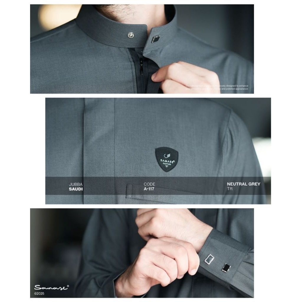 Samase Jubba Saudi Casual A117 Neutral Grey