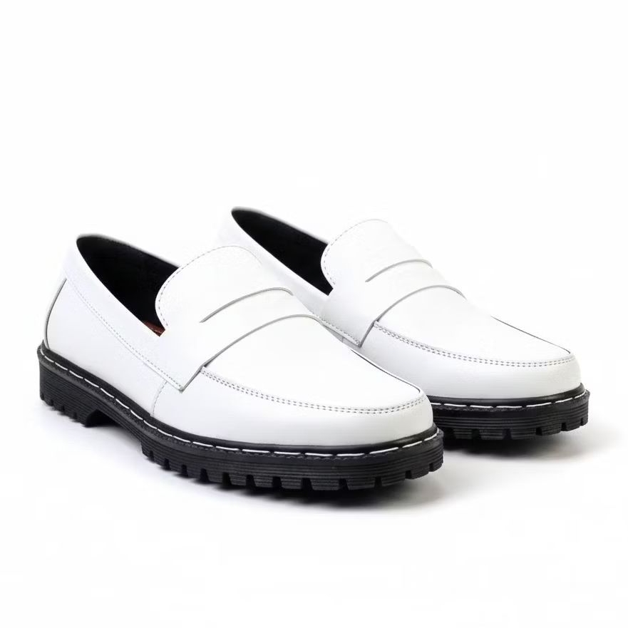 JRM WHITE Sepatu Putih Pantofel Kerja Formal Pria Loafers Docmart Casual