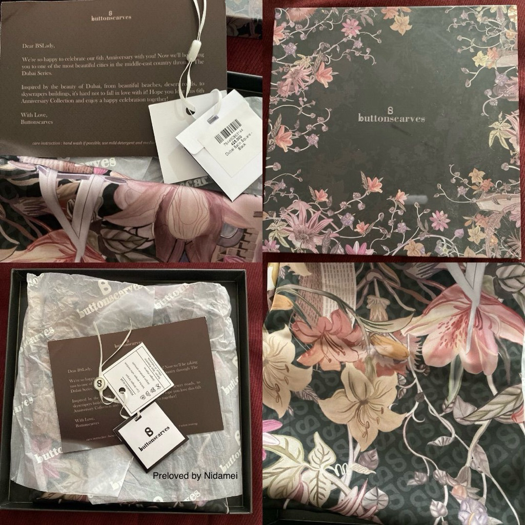 Preloved Buttonscarves-Dubai Satin Square