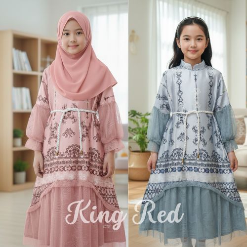 GAMIS SULTAN ARMANY SILK MIX BRUKAT SANTILY ANAK PEREMPUAN USIA 3 - 10 TAHUN / FASHION MUSLIM RAYA