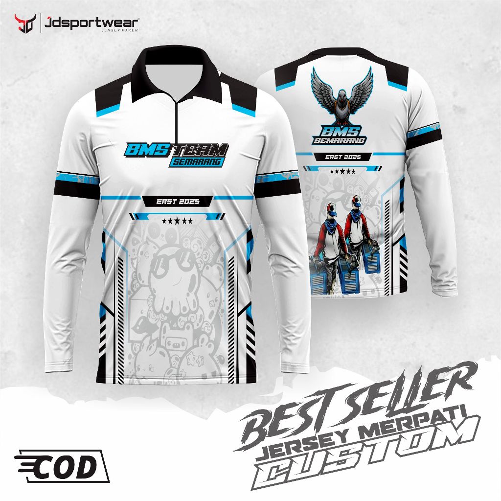 jersey kaos merpati kolong balap putih biru terbaru  premium custom murah