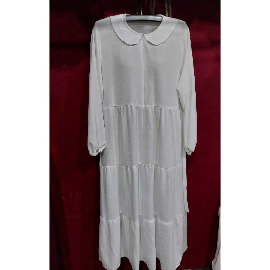 Midi Dress Crinkle Airflow / Midi Dress Polos Murah / Midi Dress Busui / Midi Dress Hitam dan Putih