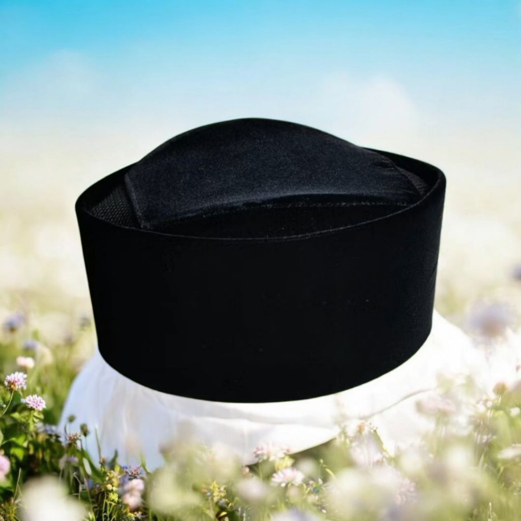 Songkok Peci Kopiah Hitam Susun AC Tinggi 7cm_ 10cm