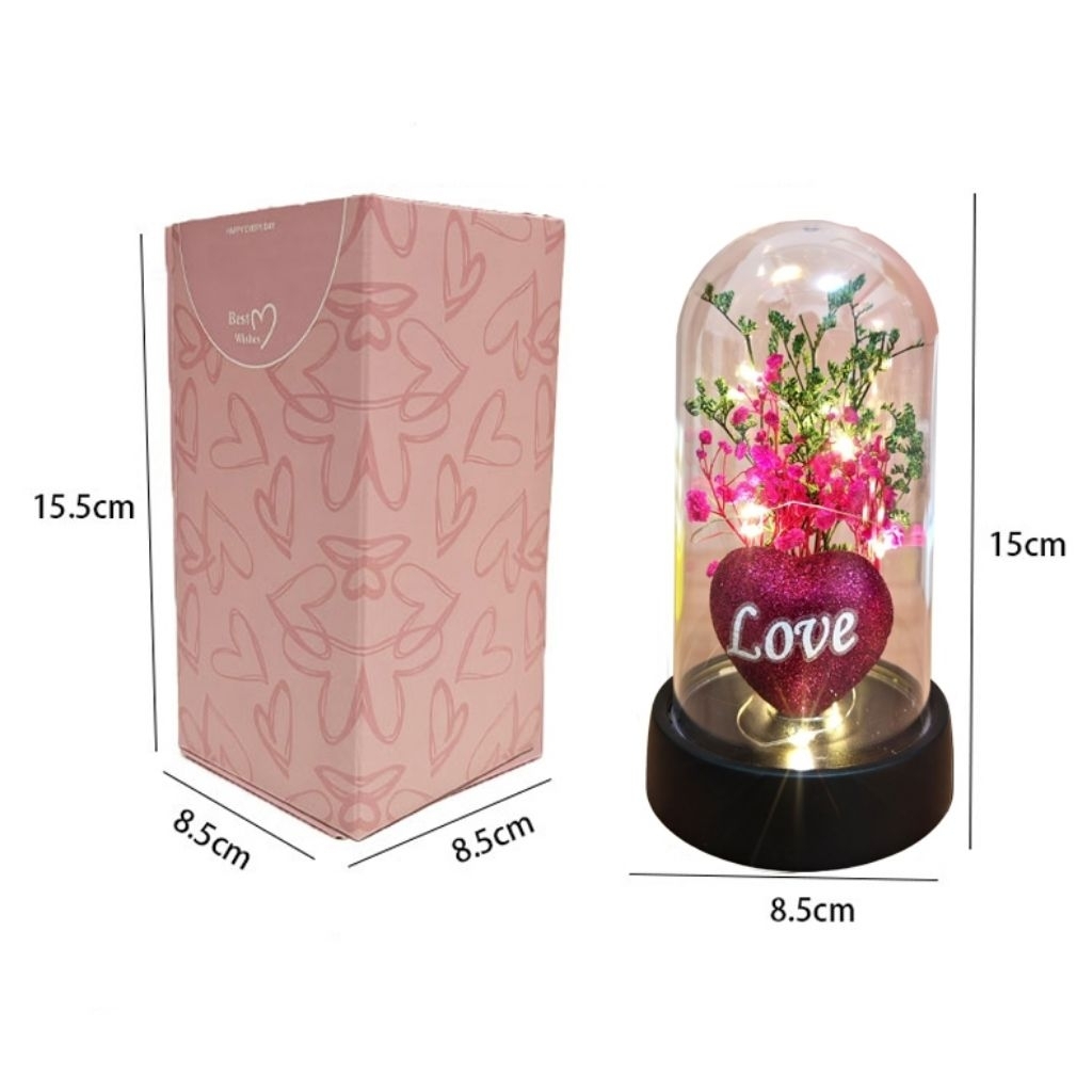 Lampu LED Hias Bunga Mawar plastik Flower Beauty and The beast Rose Valentine