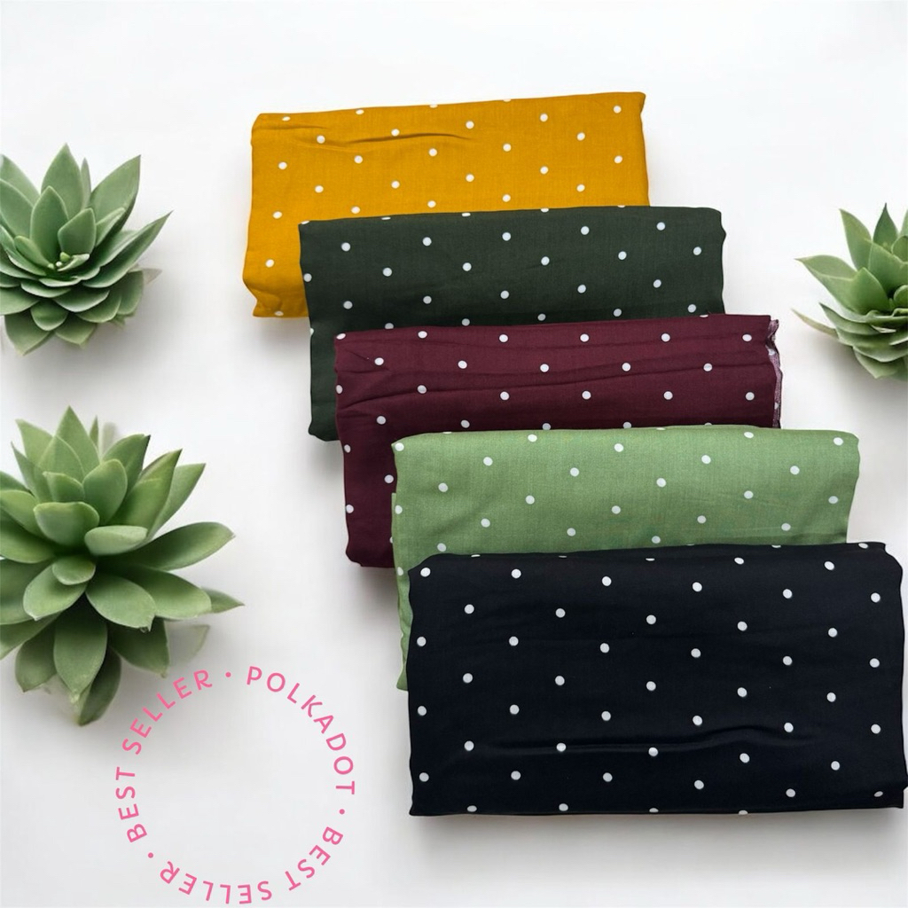 kain katun rayon viscose motif polkadot premium(0.5meter)