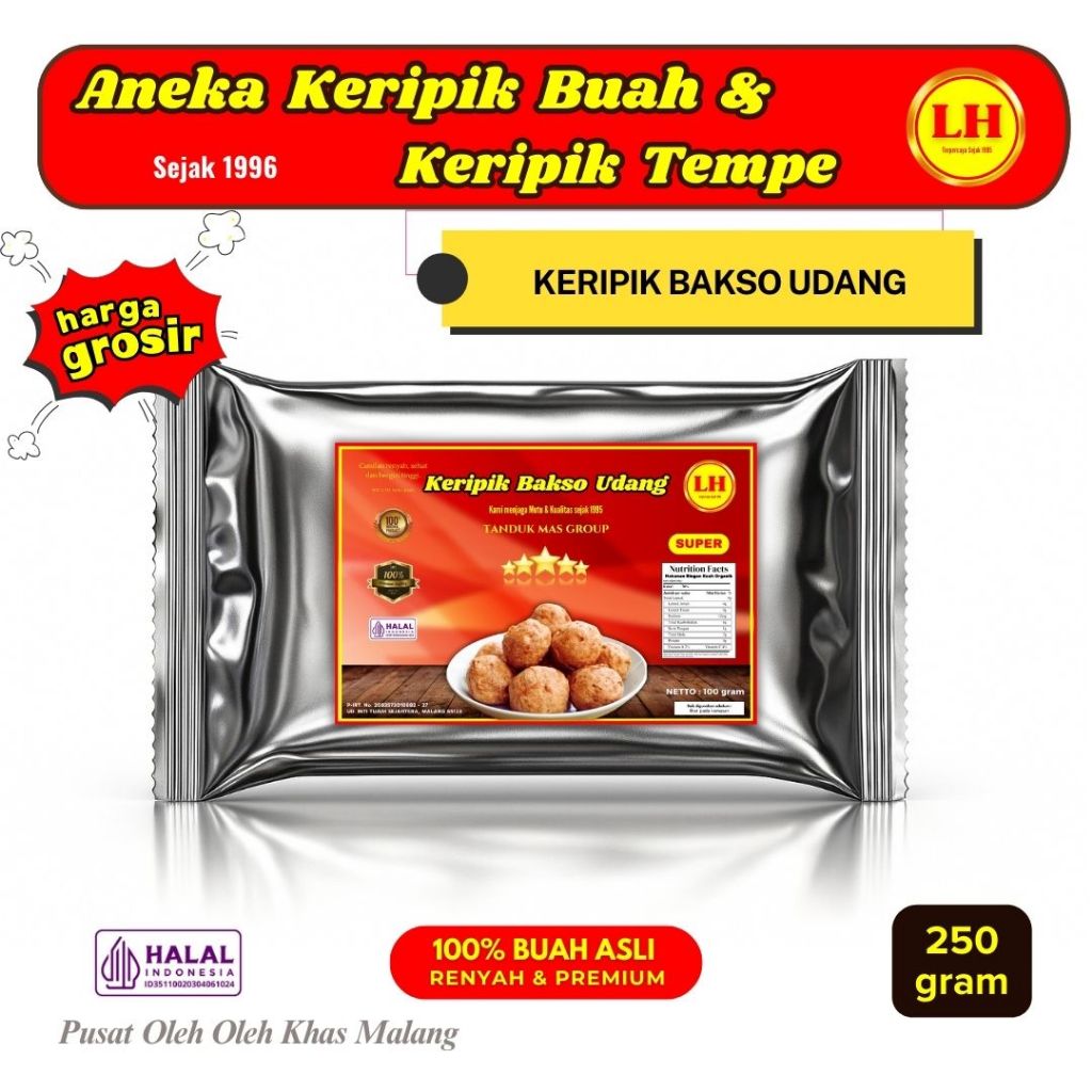 Keripik Bakso Udang 250gr Renyah Gurih Harga Grosir Oleh Oleh Khas Malang Snack Kekinian