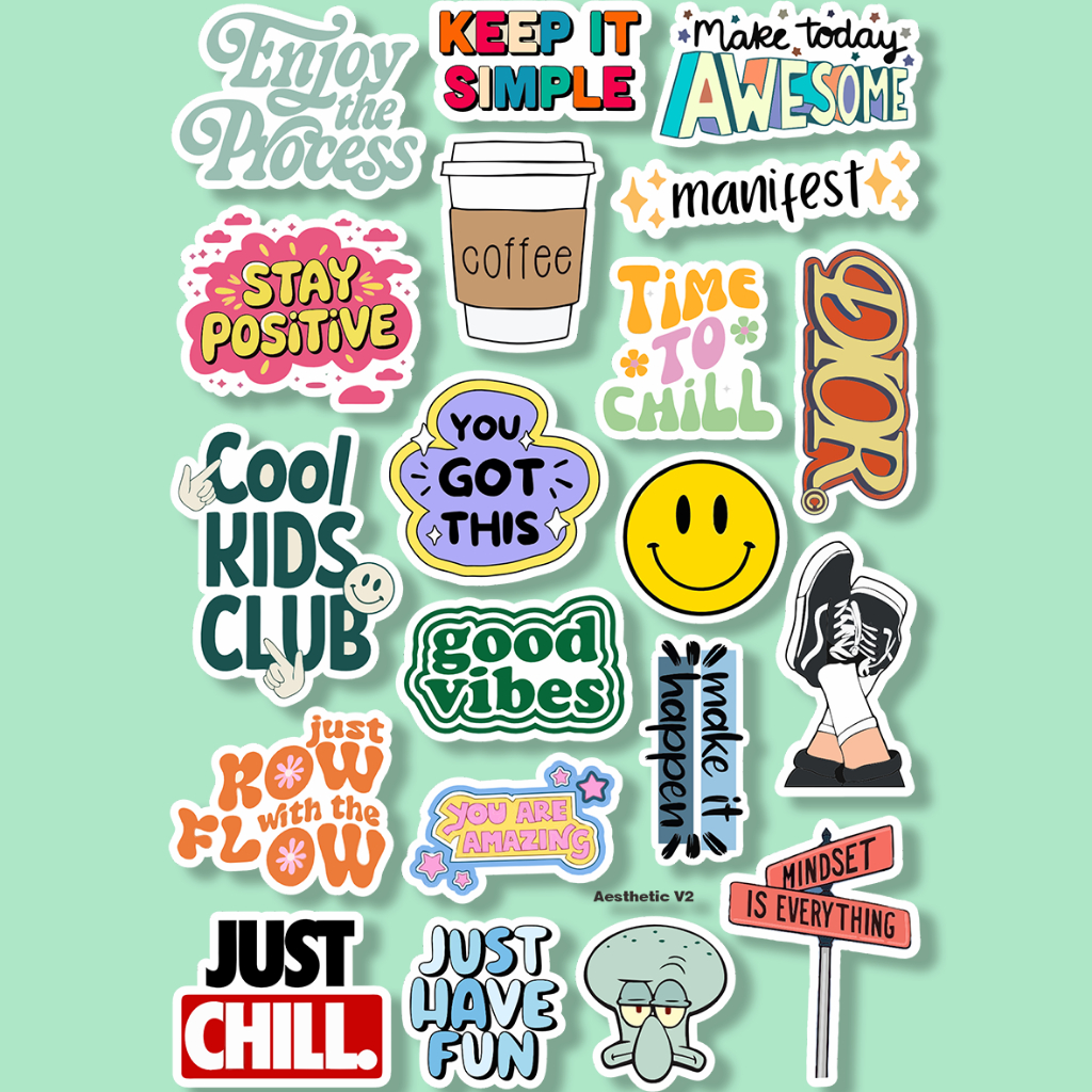 Stiker Aesthetic Lucu Imut Quotes Cewe anti air untuk helm casing hp laptop tumber