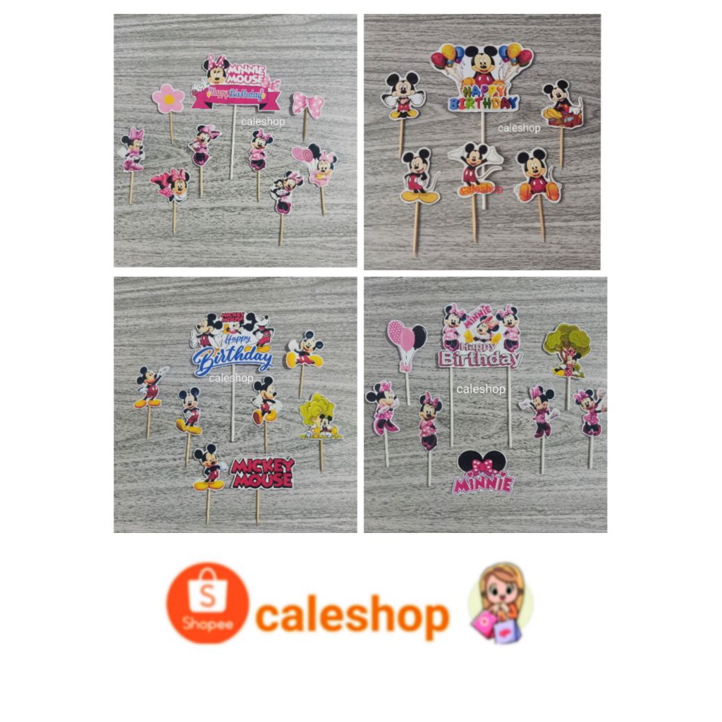 Topper Kue Ulang Tahun Anak Mickey Minnie Miki Mini mouse