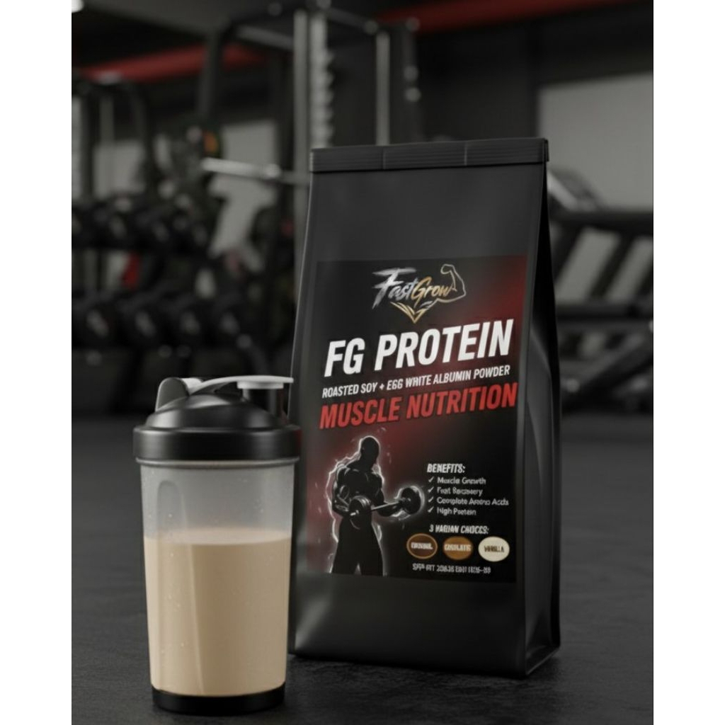 FG Whey Protein kedelai + Protein putih telur/Original 0.5 kg/protein otot/mass gainer/protein fitne