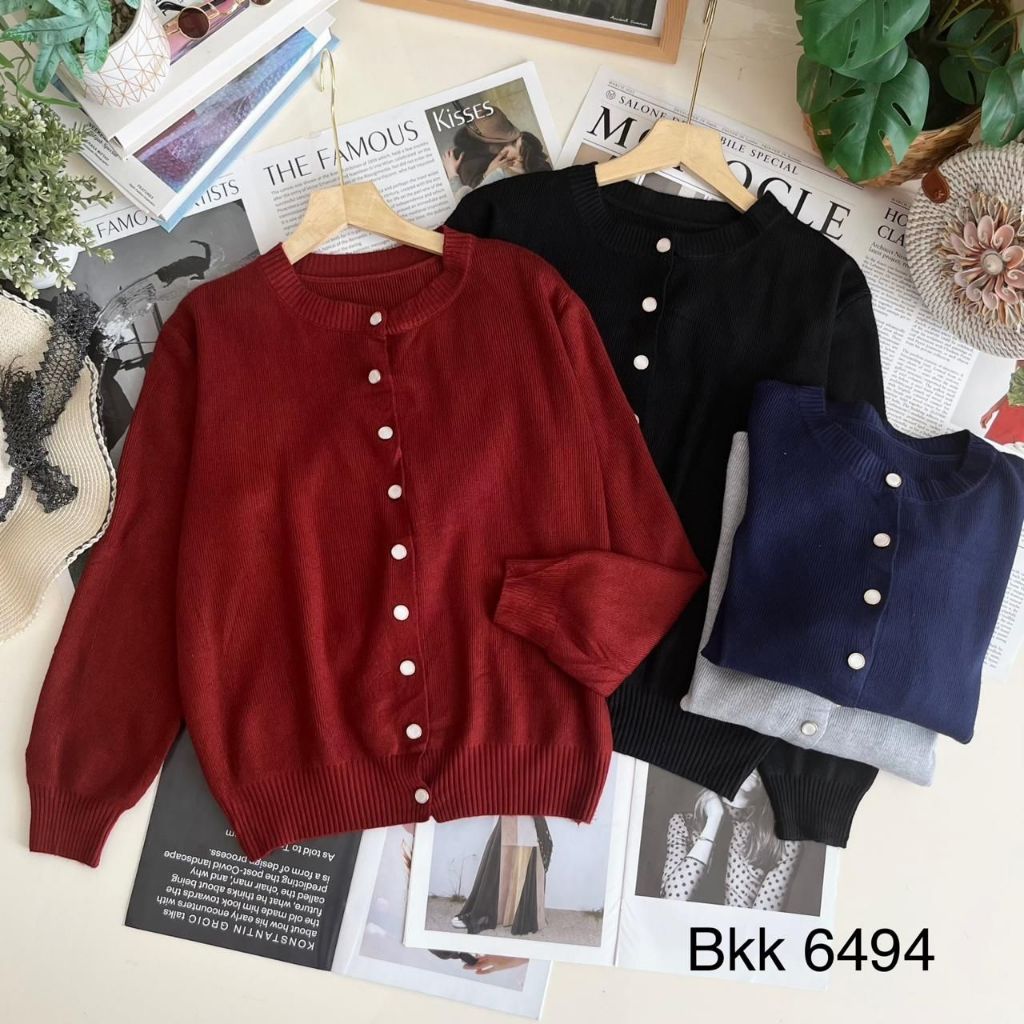 BKK 6494 / GROSIR ATASAN RAJUT BLOUSE IMPORT , PGMTA, ISI  PCS 4 BY SUGAR