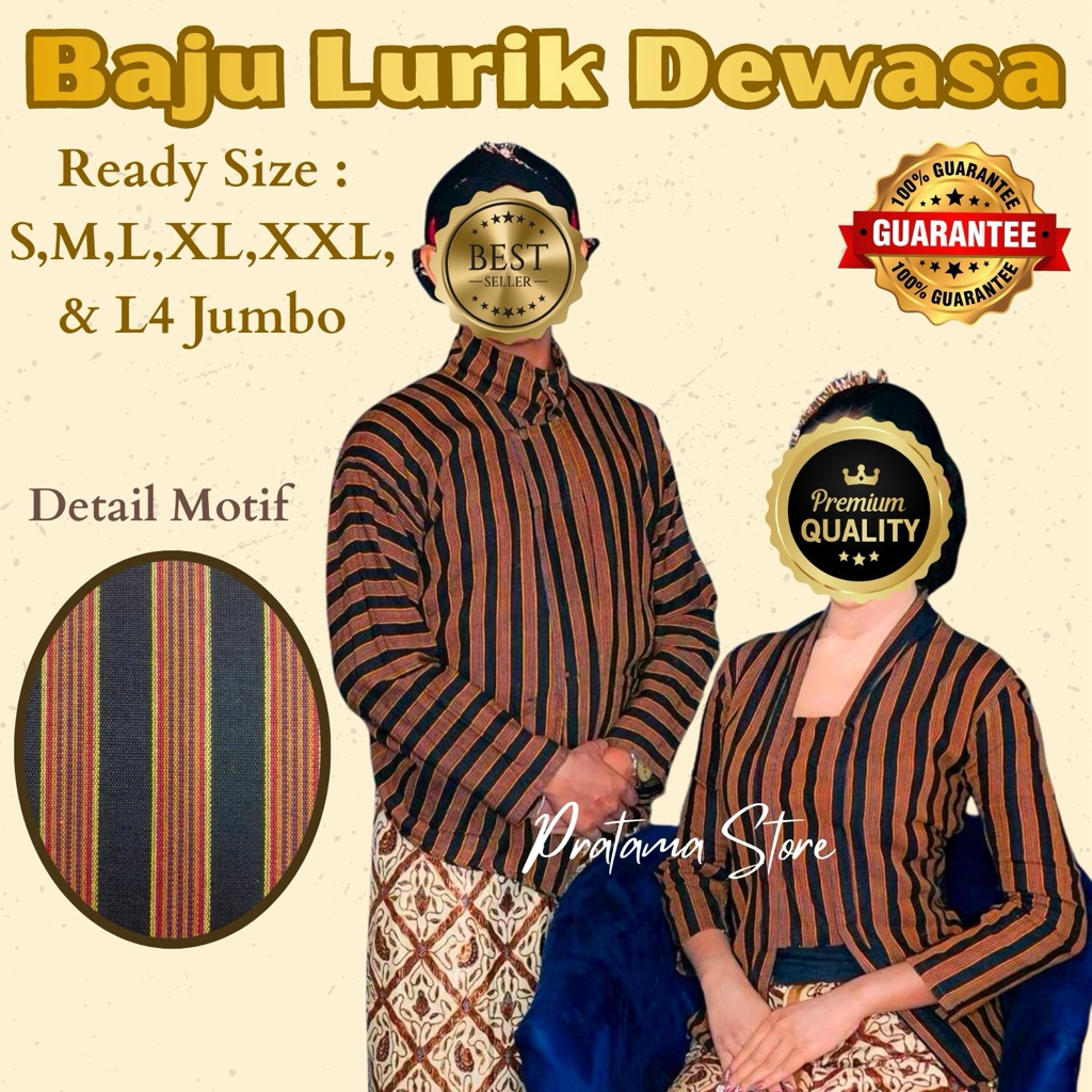 Ready Siap Kirim Baju Adat Jawa Lurik Dewasa Pria Baju Lurik Adat Jawa Dewasa Wanita Kutubaru Wanita