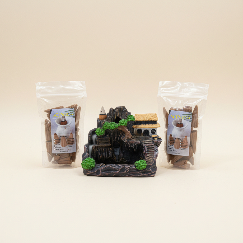 Scentica bukhur dupa kerucut asap bawah, dupa kerucut belimbing bakar asap harum, aromatherapy , pen