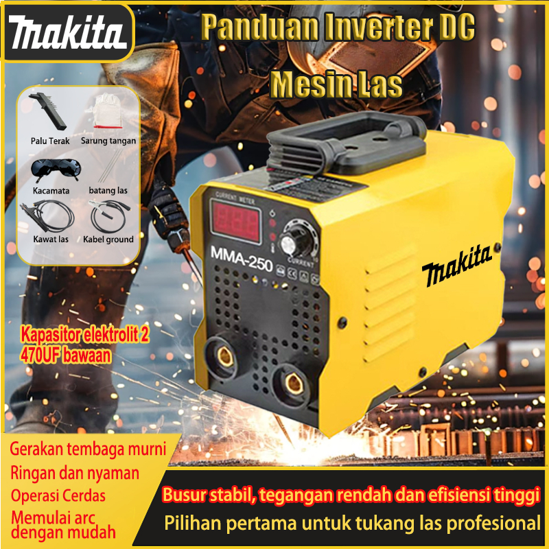 MAKITA Mesin Las Inverter mesin las listrik 450 watt MMA 250A IGBT 450 watt / Mesin las mini / Mesin