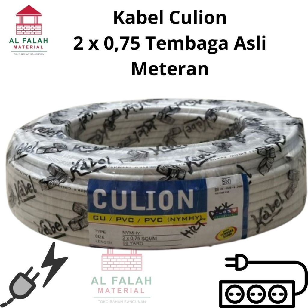 CULION KABEL SERABUT 2 X 0,75 Tembaga Asli Meteran SNI NYMHY eceran