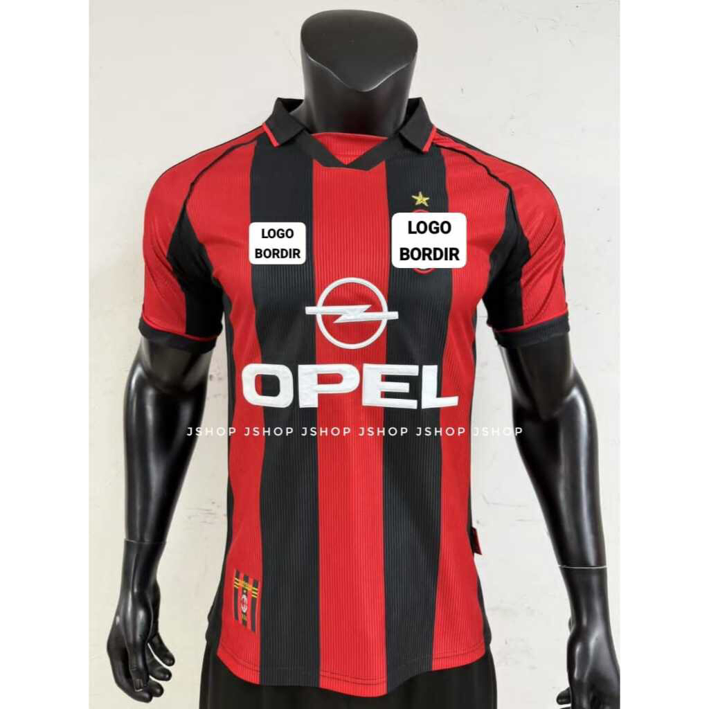 JERSEY BAJU BOLA RETRO MILAN HOME 1998 JERSEY BOLA RETRO BLOKCORE 1999