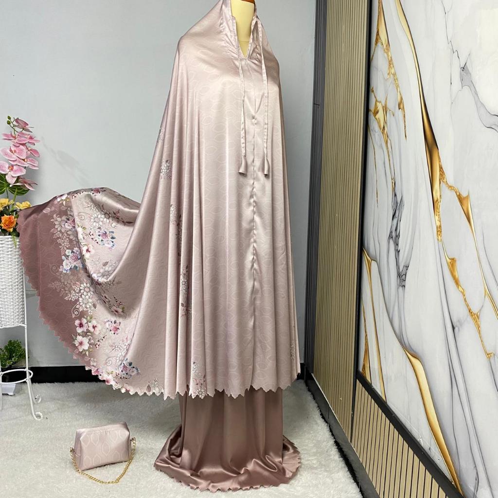 Mukena Dewasa Jumbo Silk Silky Premium Terbaru Bahan Kekinian Mewah Adem dan Jatuh
