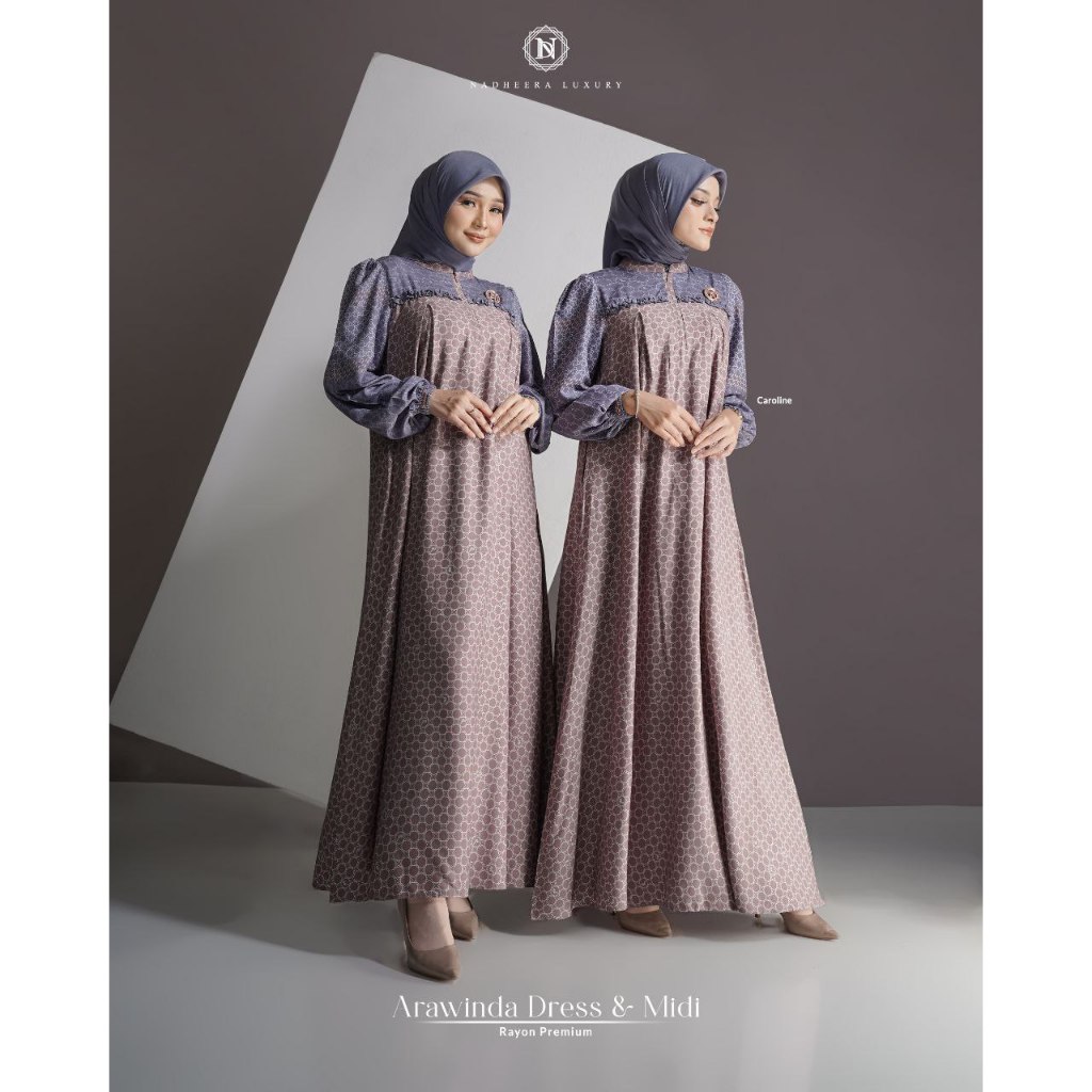 NADHEERA LUXURY - Arawinda Series Blouse / Dress / Midi Bahan Rayon Premium