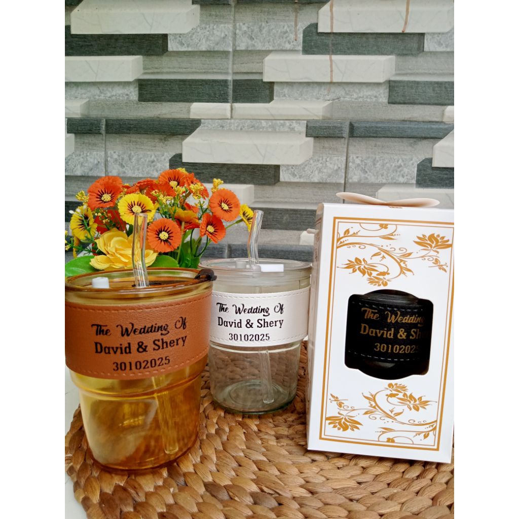 50 pcs Box kemasan Dus gelas sedotan aesthetic souvenir