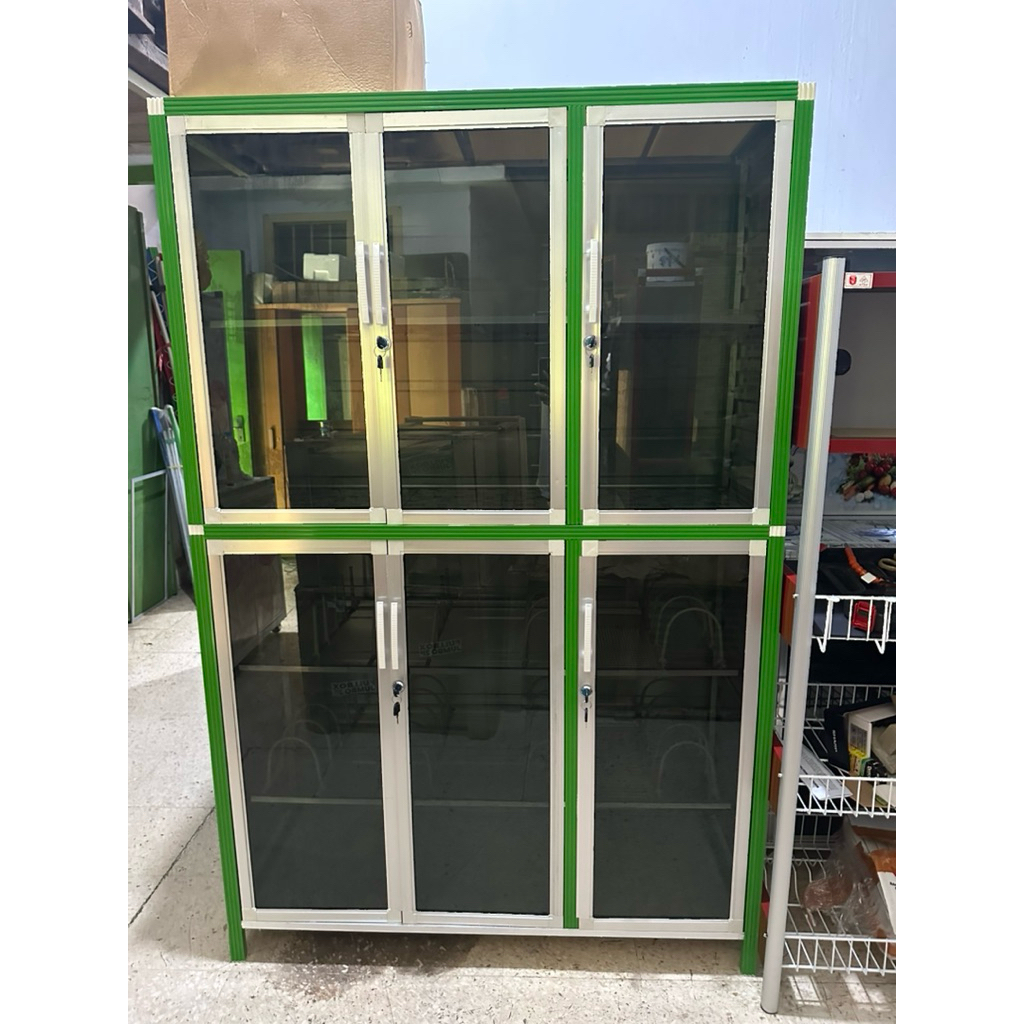 Rak Piring/Lemari Piring 3 Pintu FullBox Jumbo Kaca