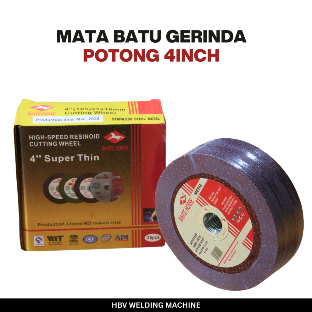 WHITE HORSE Batu Mata Gerinda Potong 4” inch Besi/Stainless Gurinda/Grinda Cutting Wheel