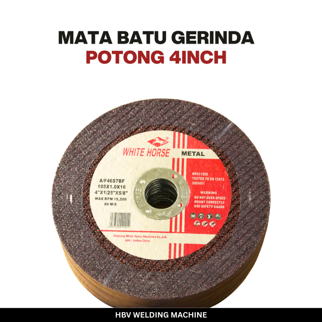 WHITE HORSE Batu Mata Gerinda Potong 4” inch Besi/Stainless Gurinda/Grinda Cutting Wheel