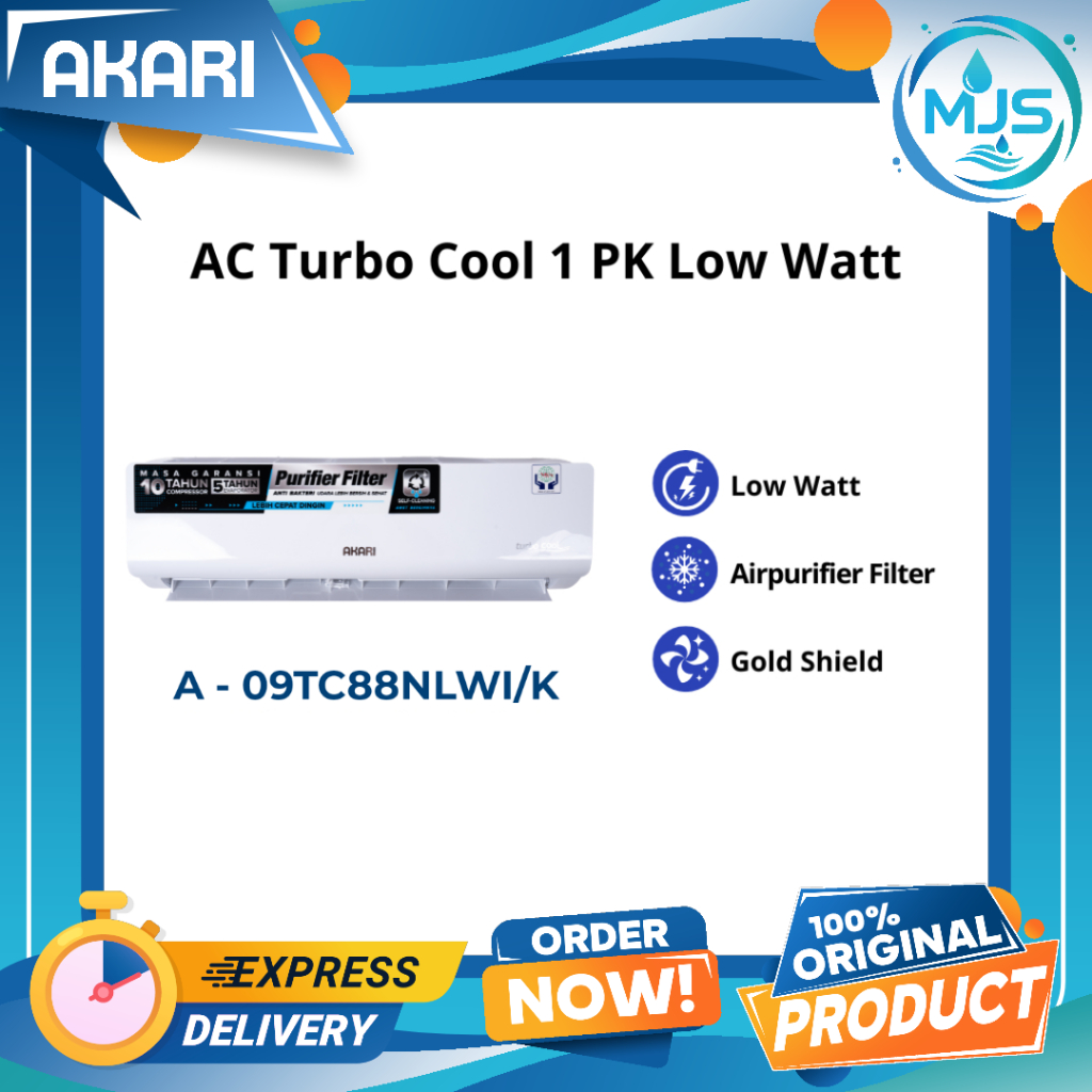 AKARI AC 1PK Turbo Cool Airpurifier A-09TC88NLWI Low Watt Termurah