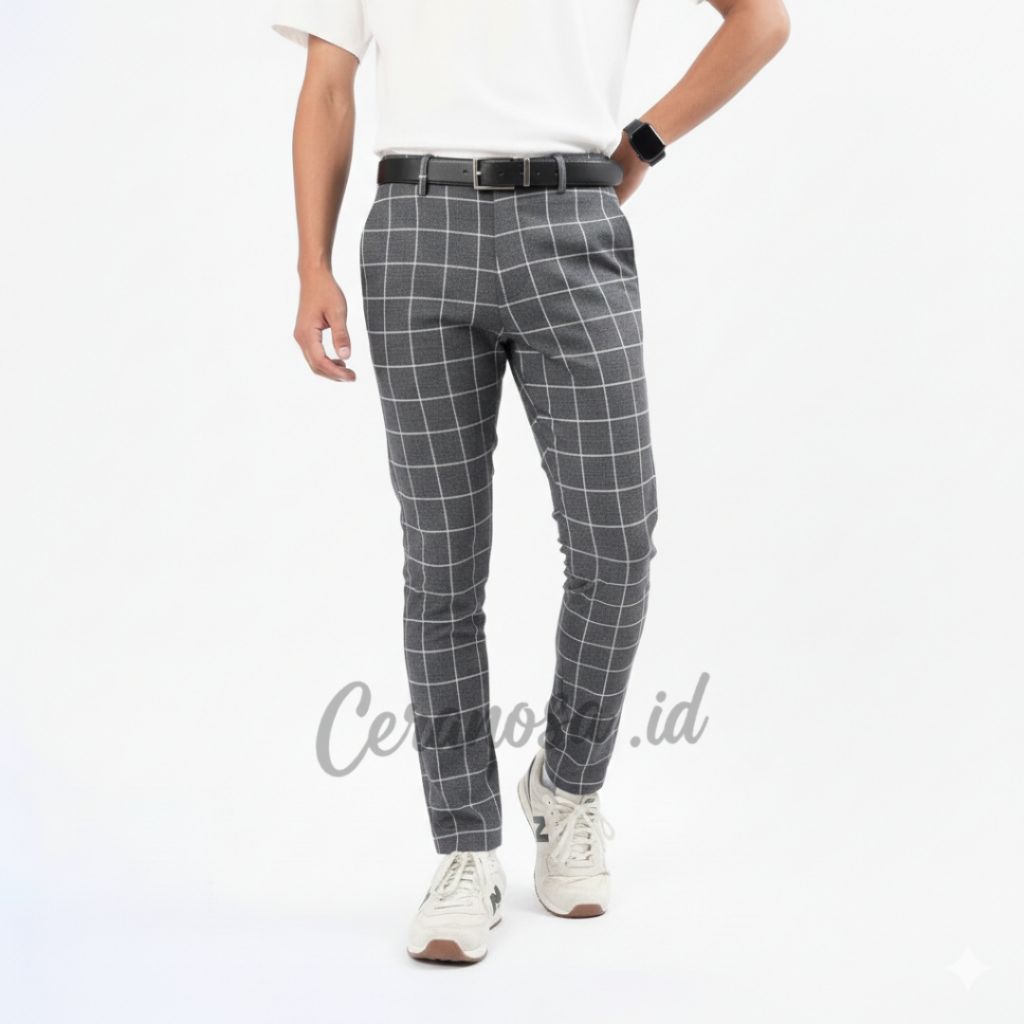 Celana Kotak Pria Celana Casual Pria / Celana panjang Pria motif kotak kotak