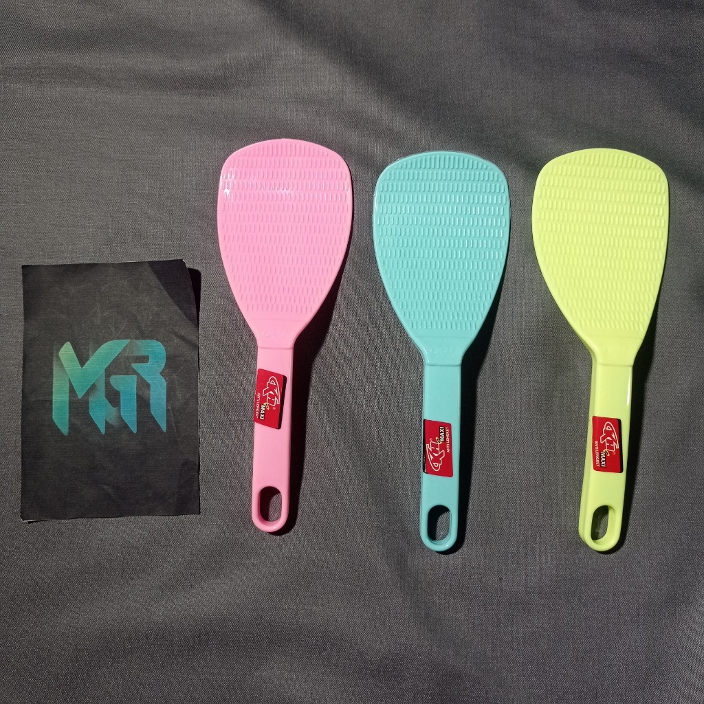 Centong MAXI Entong Sendok Nasi Stainless Plastik Nagata Pelangi Maxi Anti Lengket Lebar 7 Cm Panjan