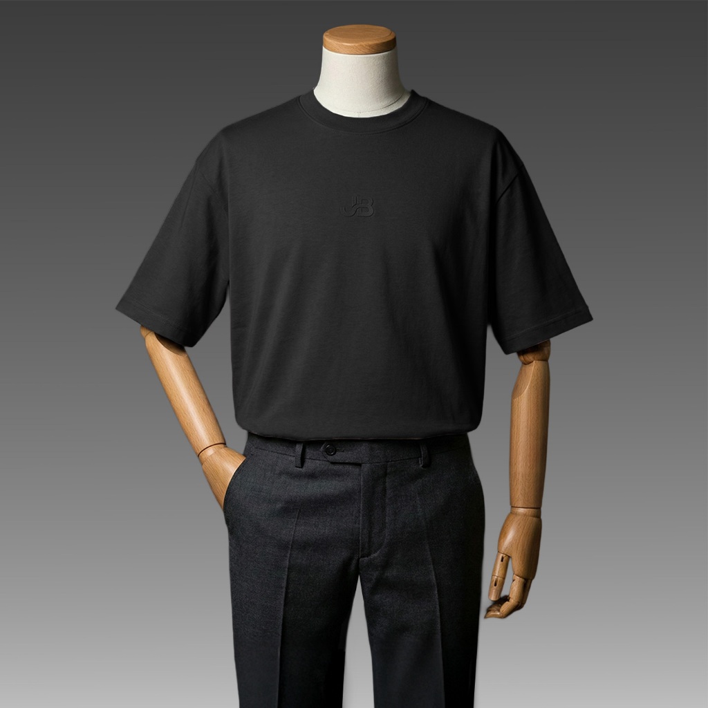 JB - Logo Printed T-Shirt Black - Kaos Oversize Hitam