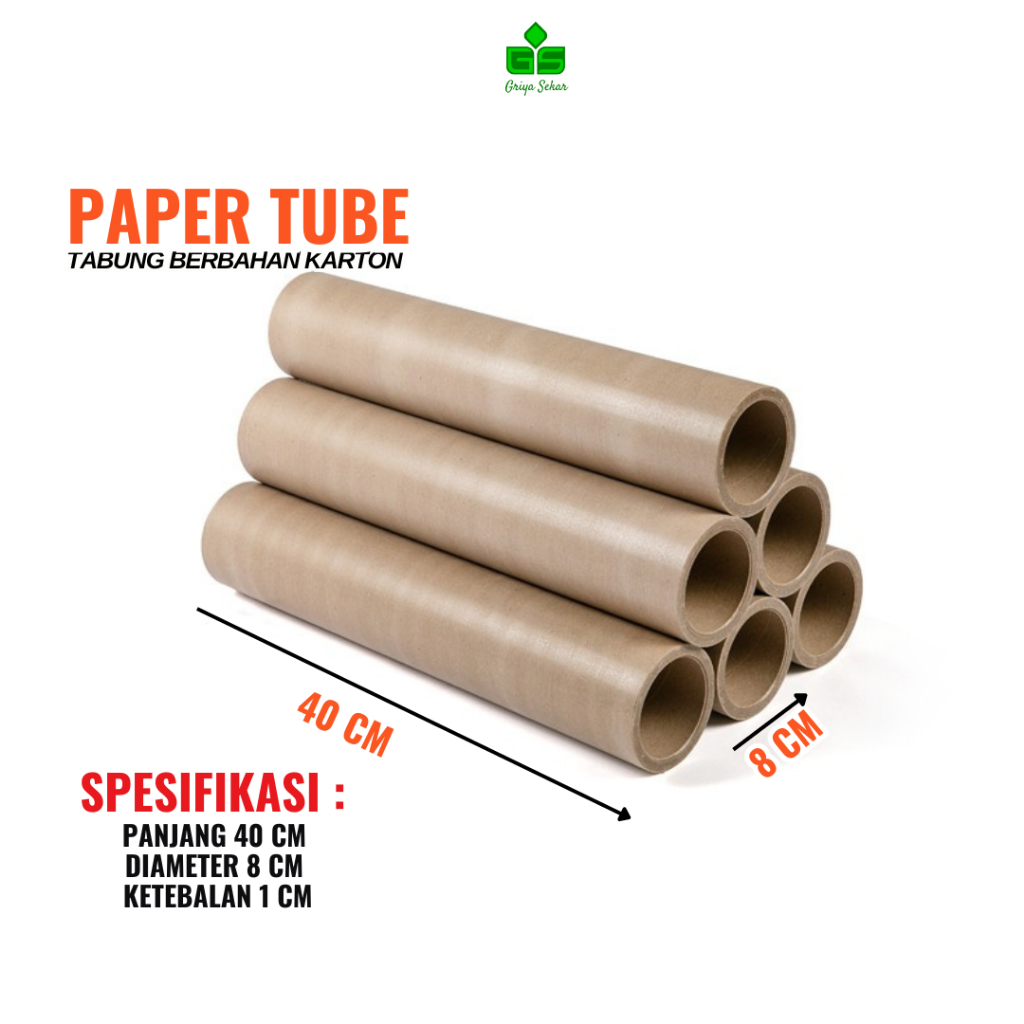 Tabung Karton / Selongsong / Paper Core Tube - Panjang 40 cm Diameter 8 cm