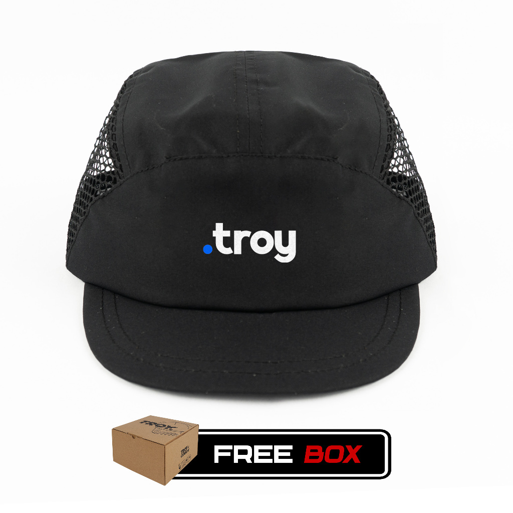 [Free Box] Troy Company Active Cap Cycling Cap Black DotTroy - Topi Outdoor Topi Lari Topi Sepeda Hitam ACD 3464