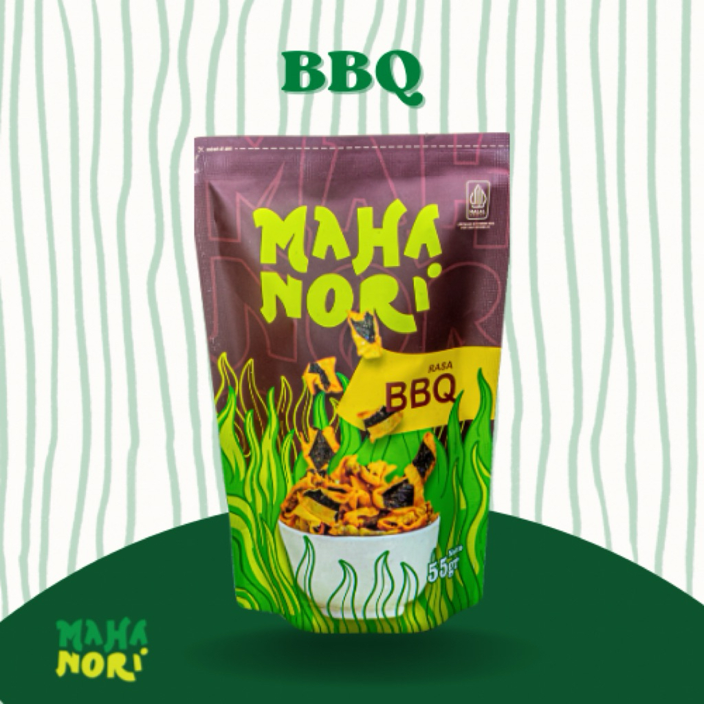 MAHANORI varian Rasa BBQ Keripik Rumput Laut berbahan dasar Nori Sushi yang bersertifikat Halal MUI 