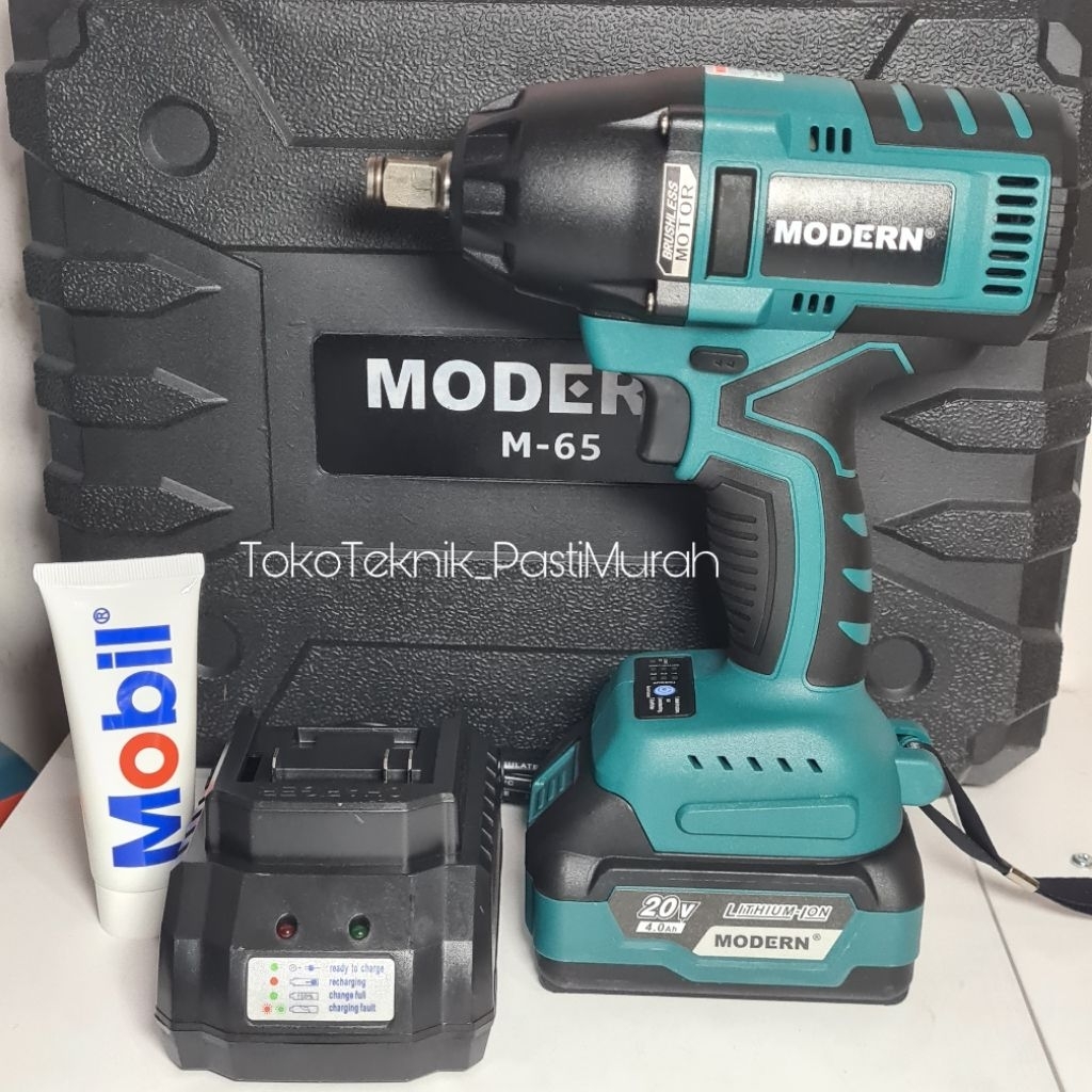 Cordless Impact Wrench M65 Modern M-65 Mesin Pembuka Baut Motor Mobil Batrai M65 impek modern